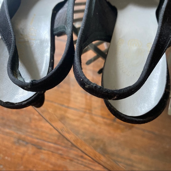 LAST CALL Vintage black sling back kitten heel womens shoes 60s - Picture 10 of 10